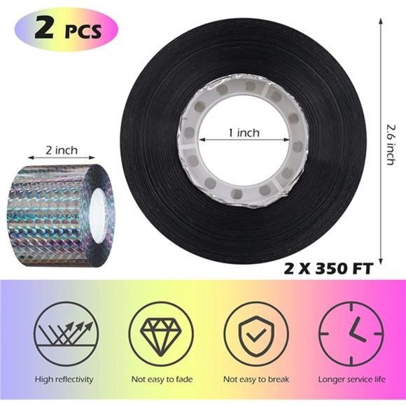 Bird Scare Tape(700FT),Reflective Tape Outdoor, Double Side Bird Flash Tape, - Picture 2 of 7